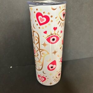 White Tumbler with Pink Heart & Gold Eye